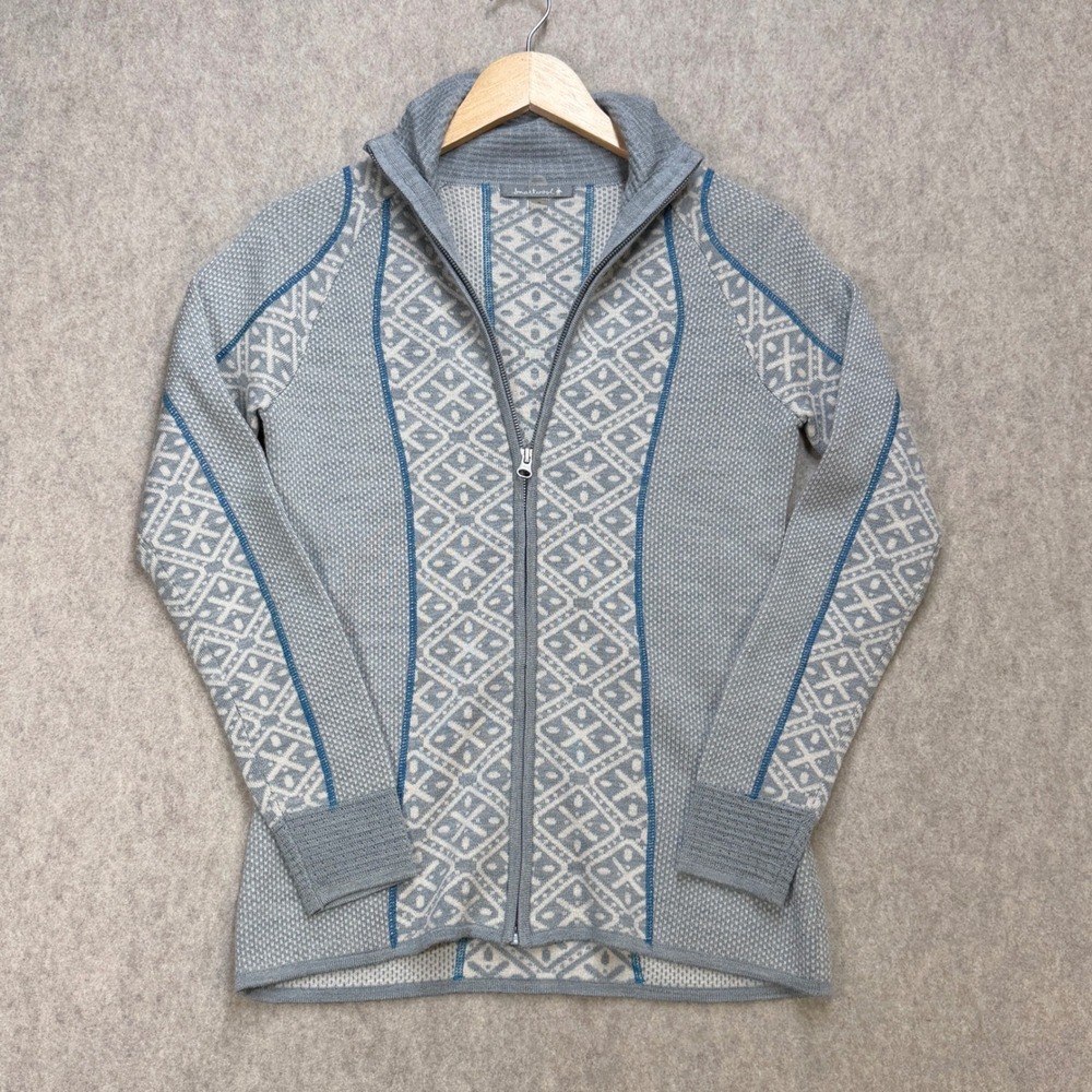 Smartwool Dacono Full Zip Ski Sweater Womens S Gray Nordic Gorpcore Merino Wool